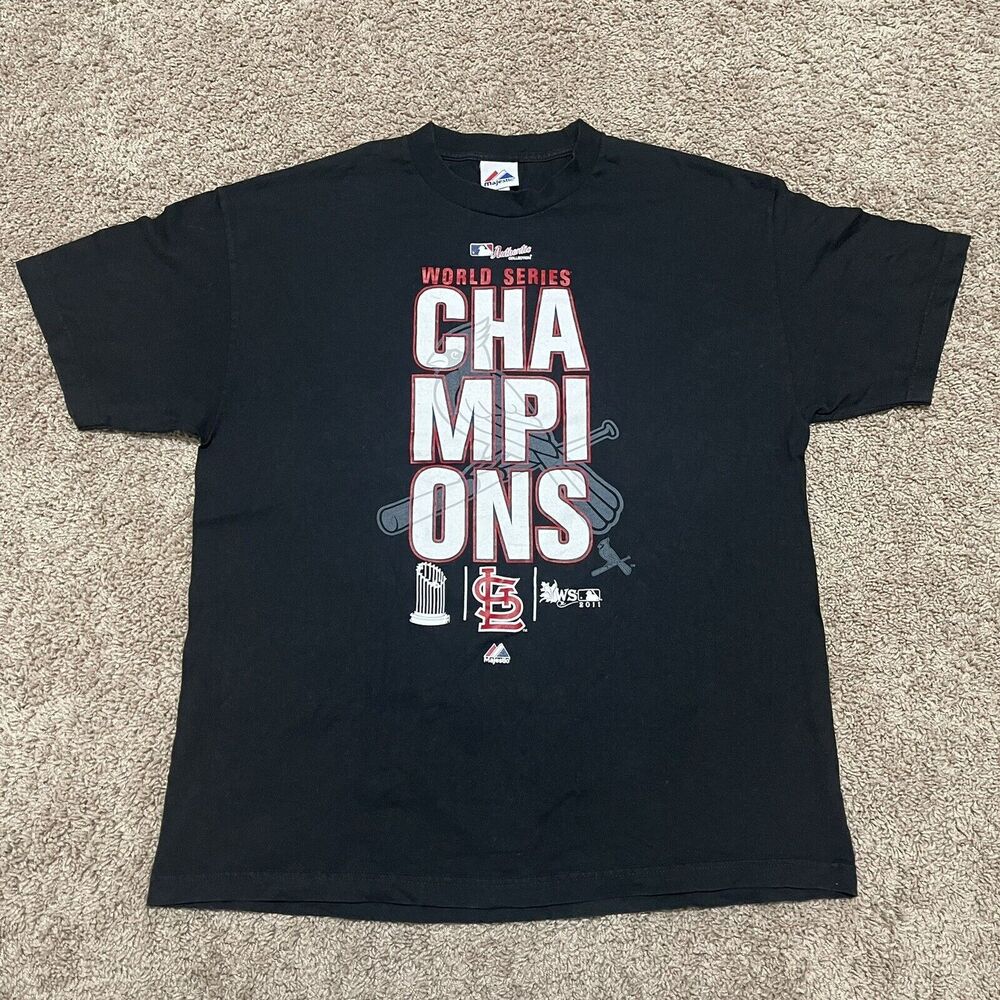 St Louis‎ Cardinals Shirt Mens XL Black 2011 World Series MLB Baseball Majestic